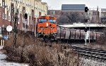 BNSF 6039 passes the Exchange St. signals.